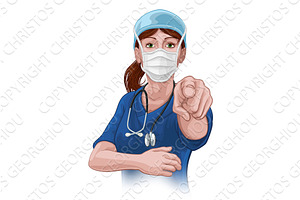 Doctor or Nurse Woman in Scrubs, a Healthcare Illustration by Christos Georghiou