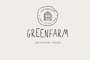 Greenfarm Rustic Font Logos Doodles, a Sans Serif Font by LABFcreations (Thumbnail 1 of 17)