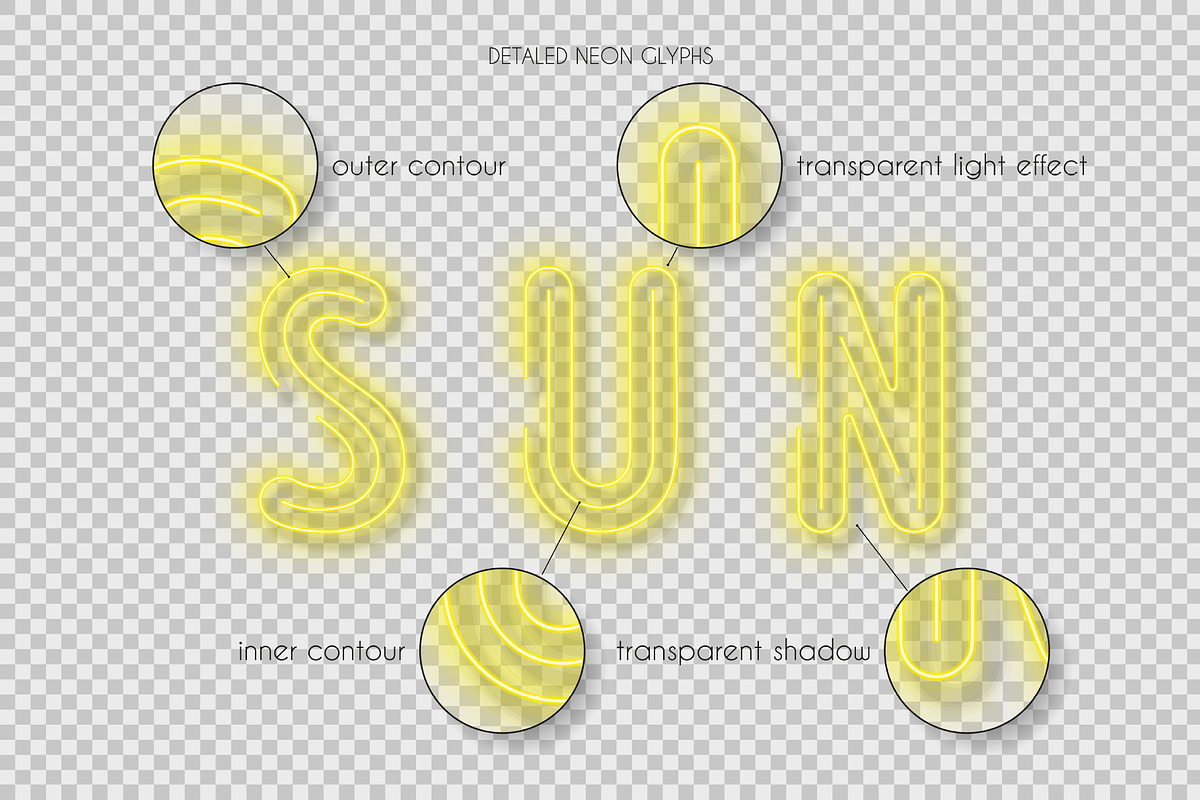 Realistic Neon SVG Font Pack preview 3