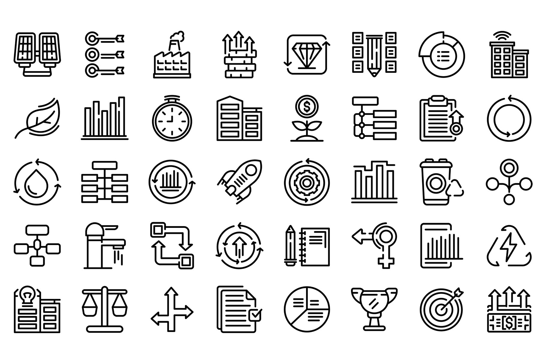 Sustainable development icons set, an Education Illustration by Ylivdesign