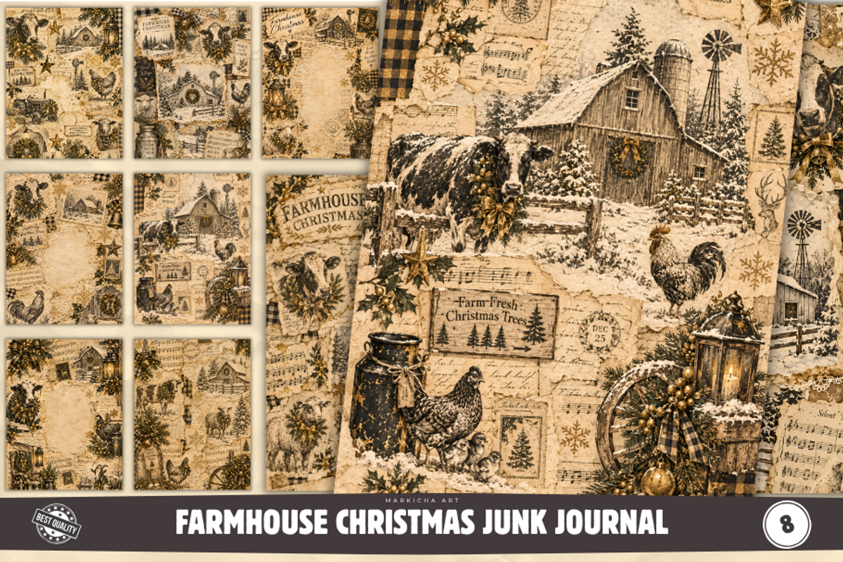 Farmhouse Christmas Junk Journal, a Background Graphic by Markicha Art (Photo 1 of 5)