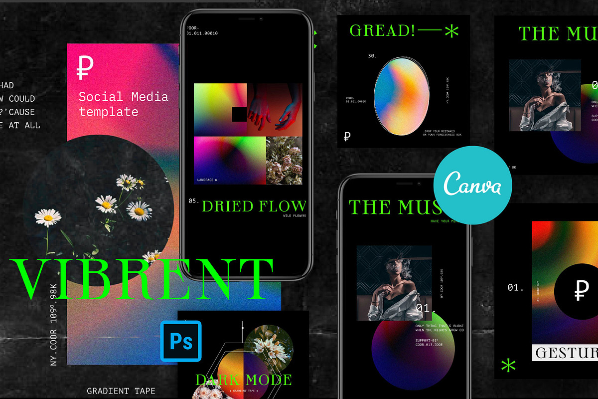 Vibrent - Canva & PS Instagram, a Social Media Template by Dirtytemp Studio (Photo 1 of 6)