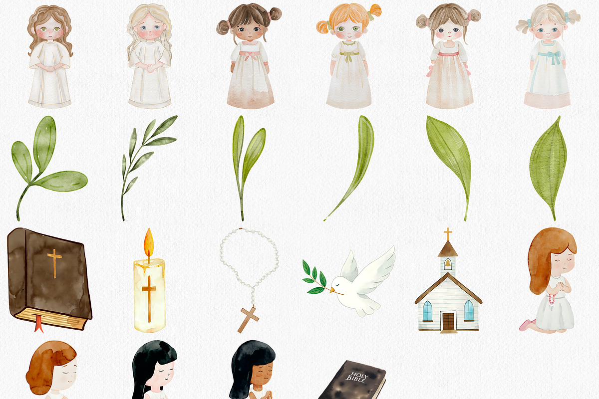 Watercolor First Communion Clipart, an Illustration by CropUp Creative (Photo 3 of 4)