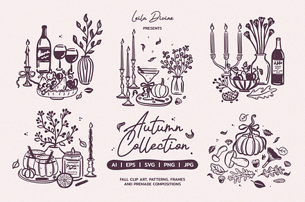 Cozy Autumn Hand Drawn Collection, a Seasonal Illustration by Leila Divine