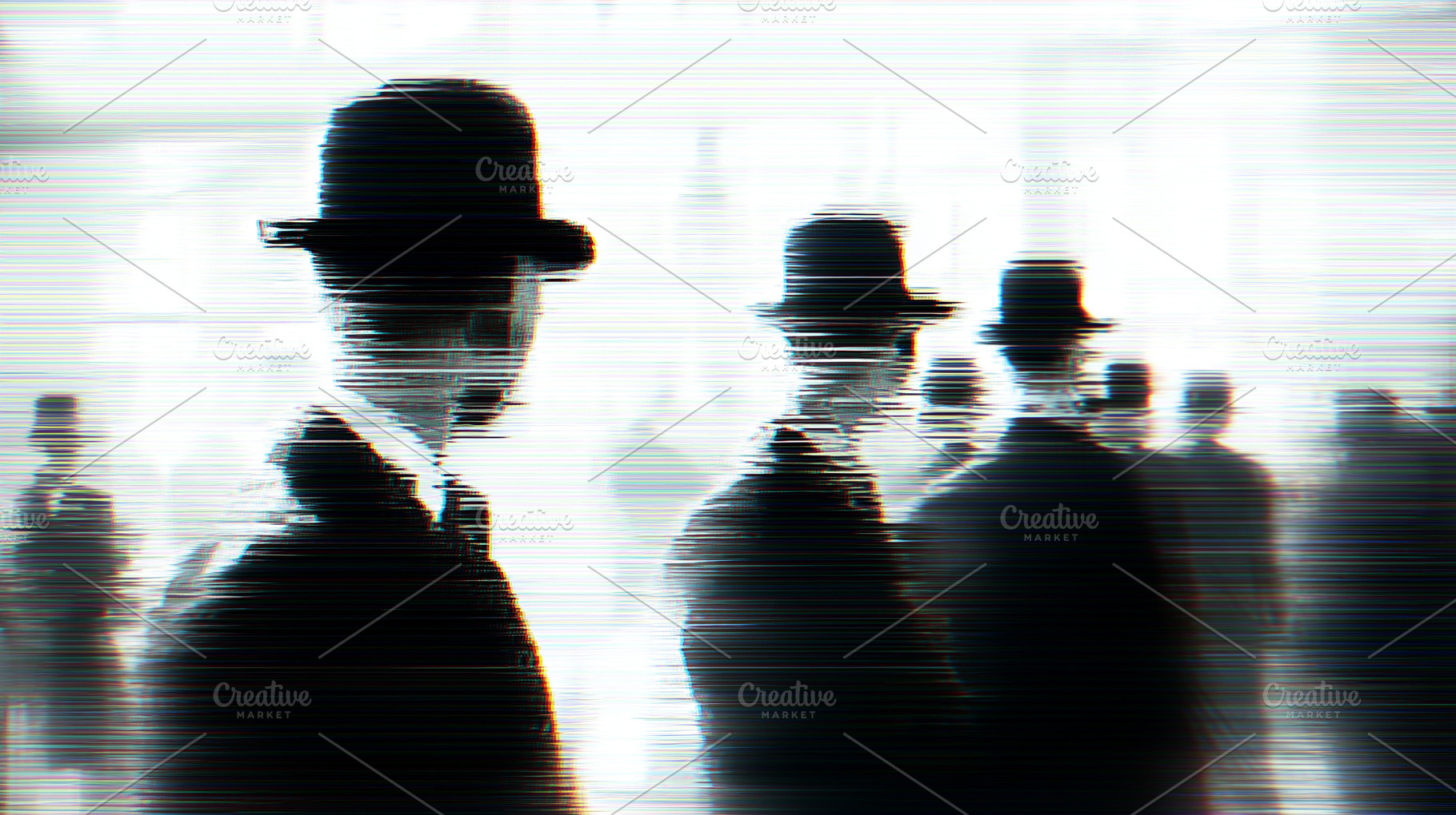 Surreal and glitchy scene of figures, a Person Photo by MistyDay