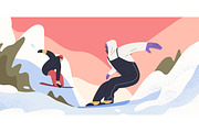 Snowboarders on mountain slopes set, a Sport Illustration by Good Studio (Thumbnail 5 of 5)