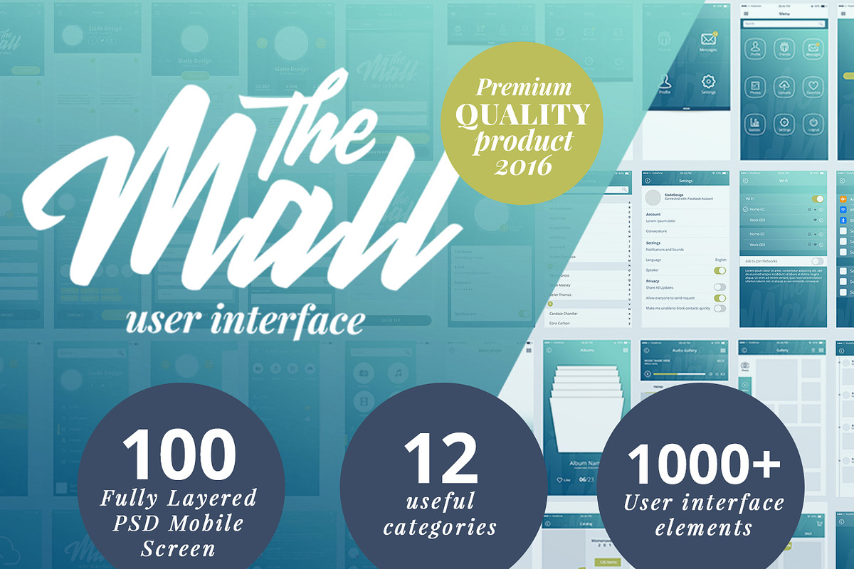 “The Mall” Premium mobile UI kit, an UI Kit Template by Sladedesign (Photo 1 of 3)