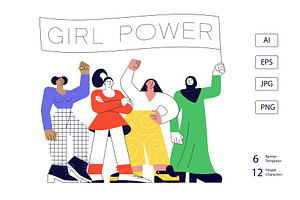 Girl power and feminism concept.