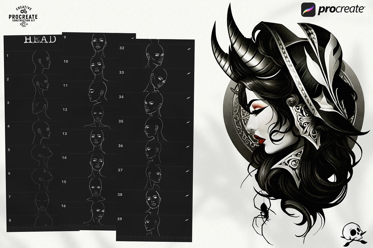 Procreate / Neo-traditional Ladies, a Brush Add-On by Studio.Valhalla (Photo 10 of 11)