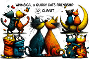 Quirky Cats Friendship Clipart, an Illustration by Creative Art (Thumbnail 1 of 10)