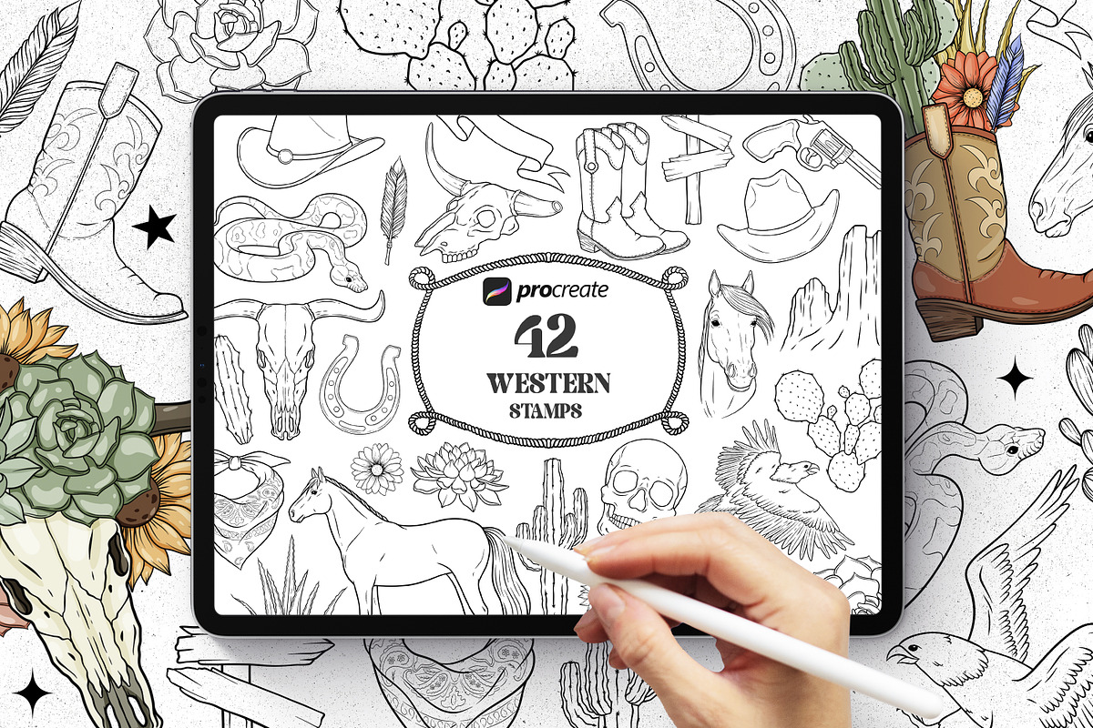500+ PROCREATE STAMPS BUNDLE, a Brush Add-On by SecondOfJuly (Photo 7 of 10)