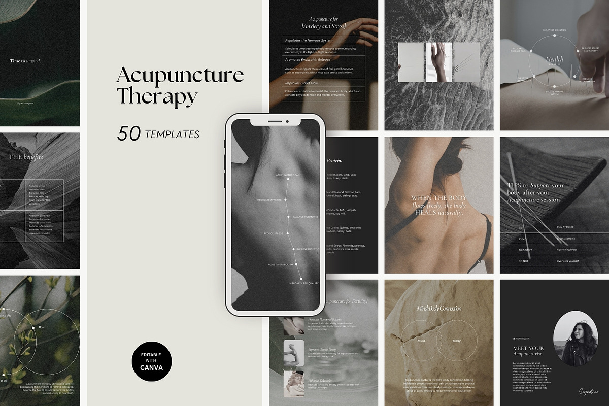 Acupuncture Instagram Templates, a Social Media Template by Terraa Studio Design (Photo 1 of 9)