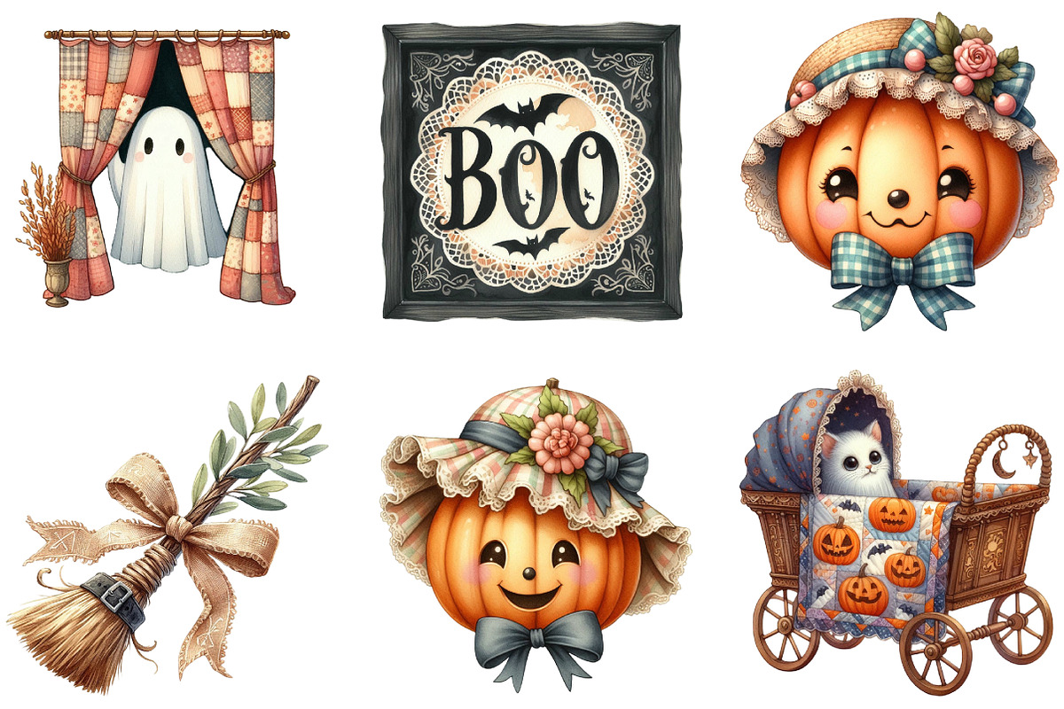 Cute Vintage Aesthetic Halloween Cli, an Illustration by DreamArtGraphic (Photo 6 of 6)