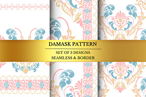 Damask Pattern Set - Ornate Floral, a Pattern Graphic by wind mill