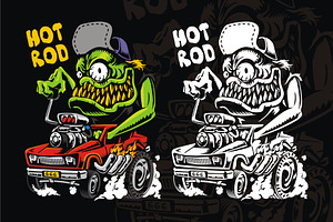 HOTROD HAT MONSTER VECTOR