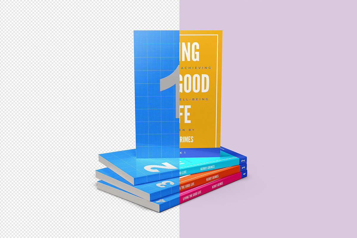 4 Book Box Set Mockup 6x9″ softcover, a Books & Magazine