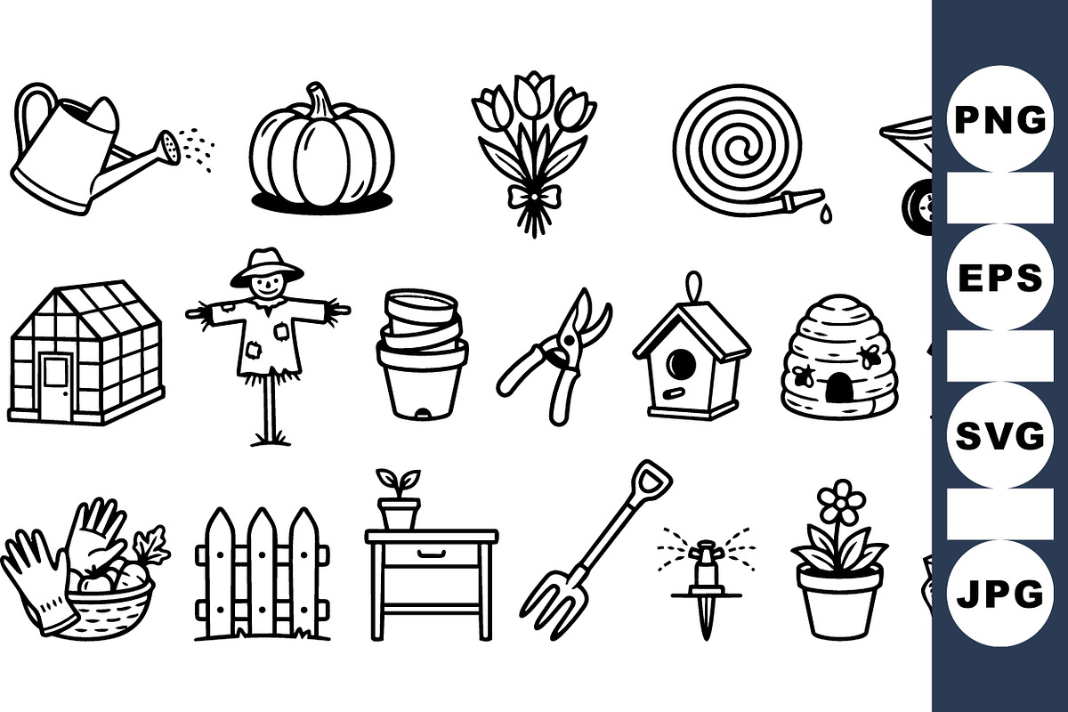 Hand Drawn Gardening Tools Set, an Illustration by designvectx (Photo 2 of 3)