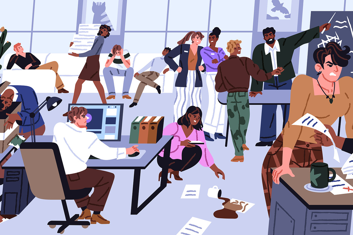 Office chaos and mess concept, a Work Illustration by PaperTrident (Photo 2 of 3)
