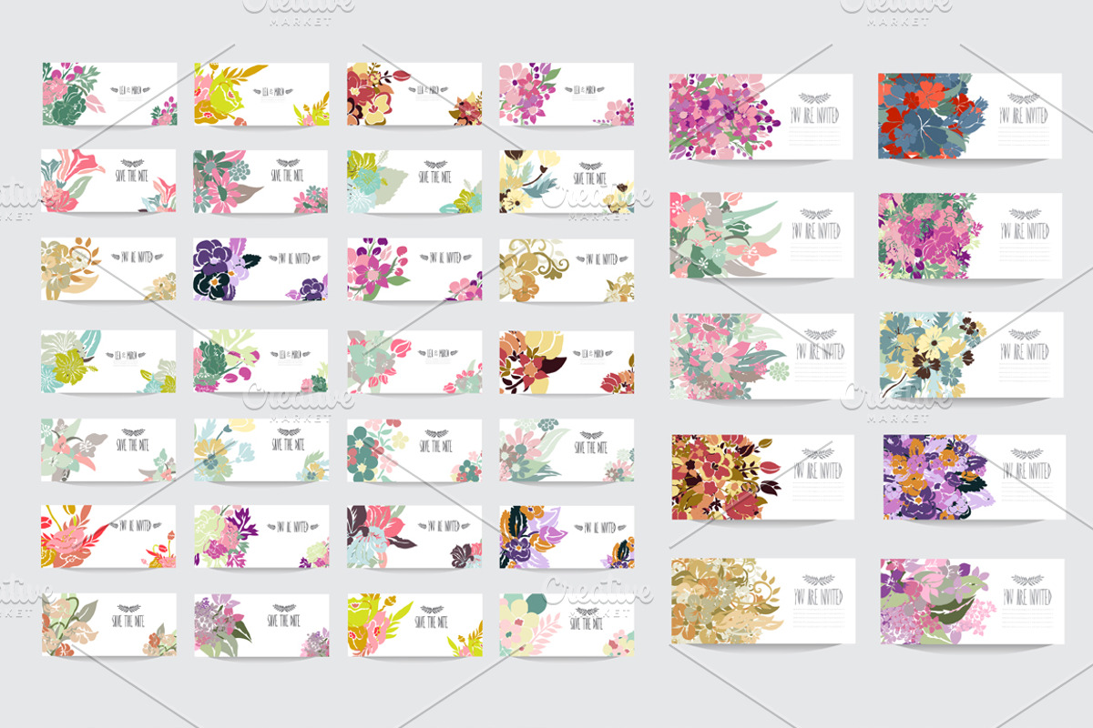 123 Floral Cards Set, a Card Template by Sunset&Sea Design (Photo 1 of 4)