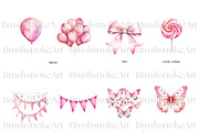Pink Baby Shower Clipart, Baby Girl, a Decorative Illustration by BrushstrokeArtGB (Thumbnail 5 of 9)