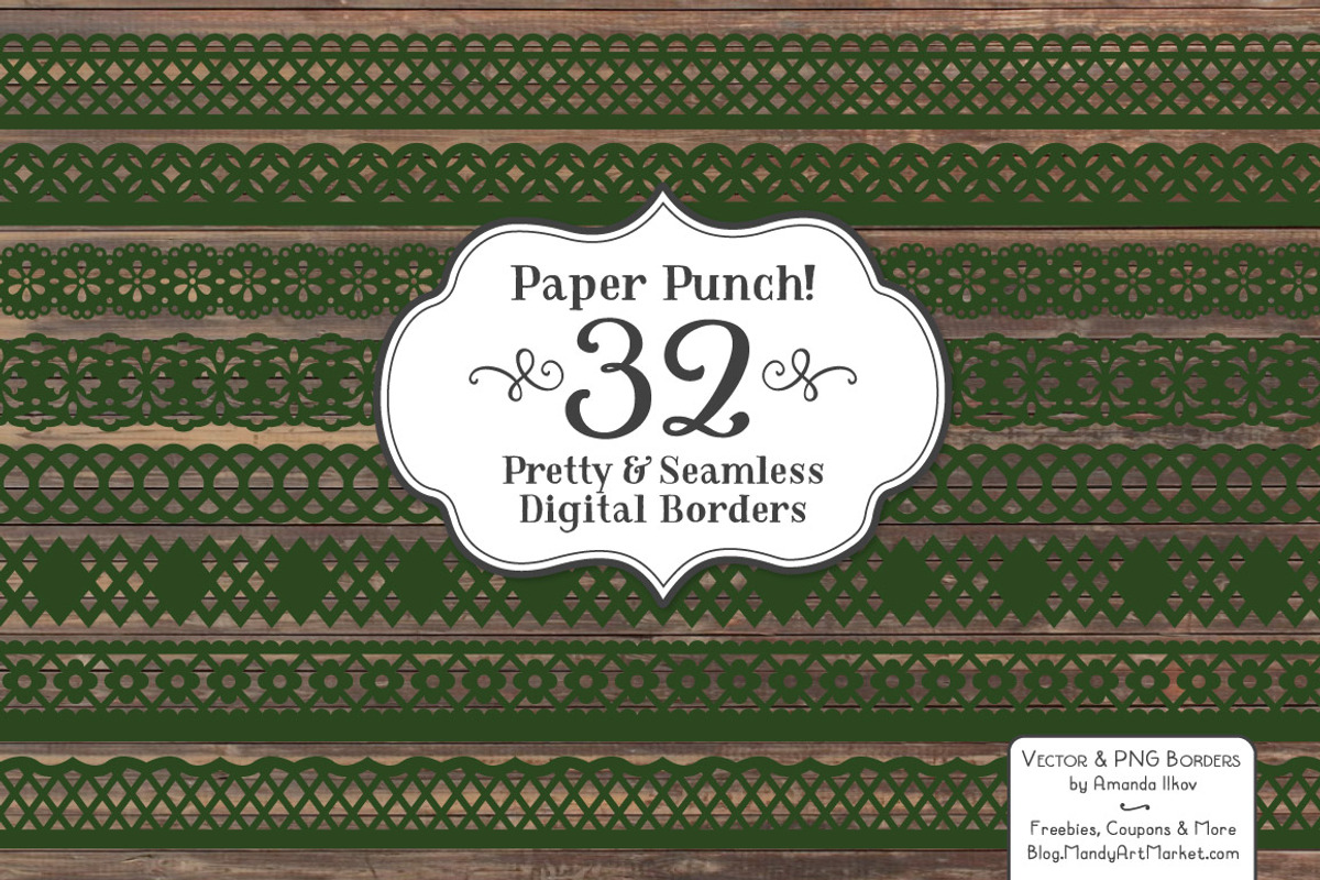 Forest Green Vector Lace Borders, an Illustration by Amanda Ilkov (Photo 3 of 5)
