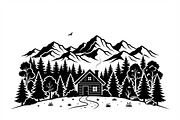 50 Forest Cabin Landscape Silhouette, an Empty State Illustration by Amazin_art (Thumbnail 9 of 38)