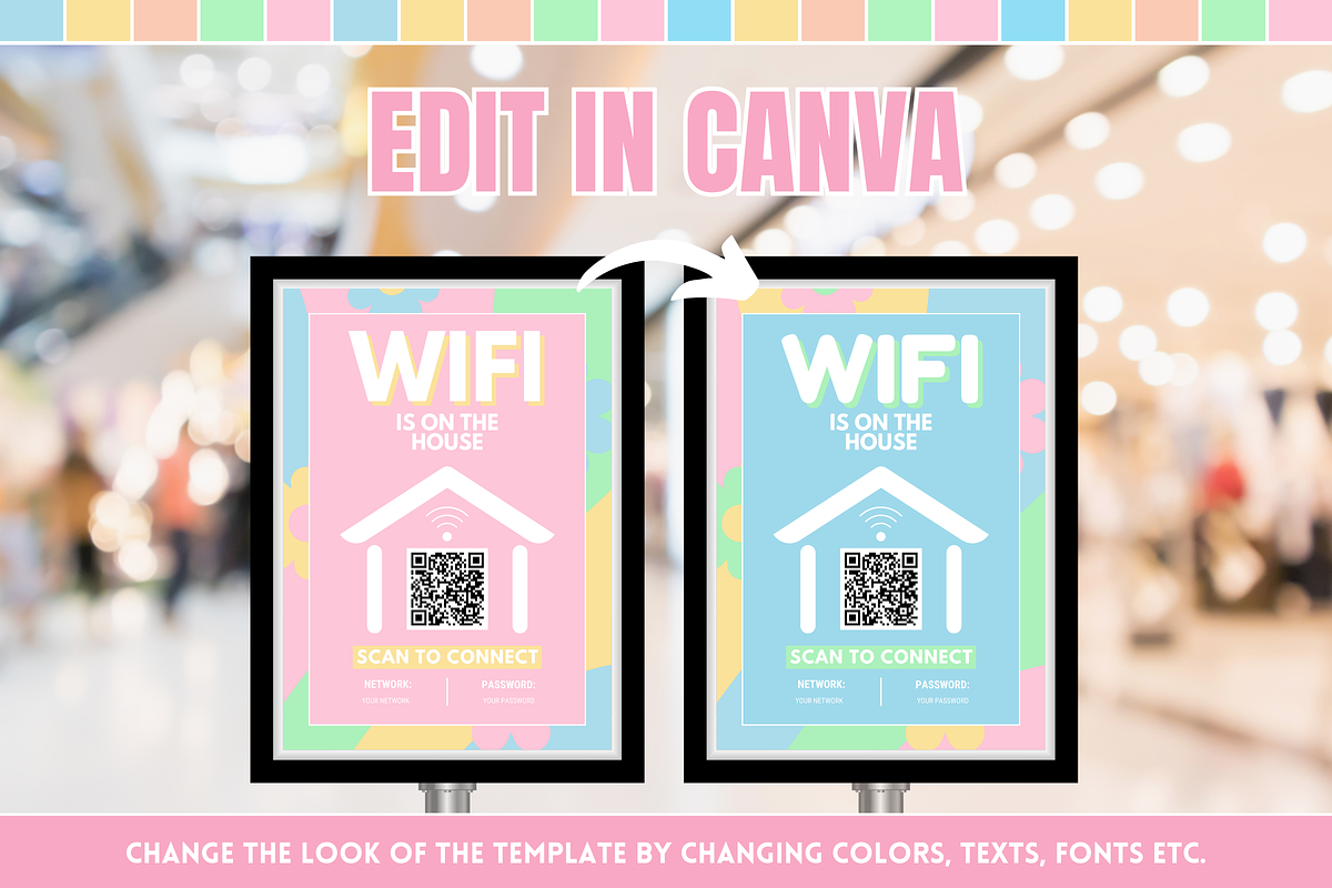 Pastel WiFi QR Code Sign, a Stationery Template by SunshineStudioBoutique (Photo 6 of 10)