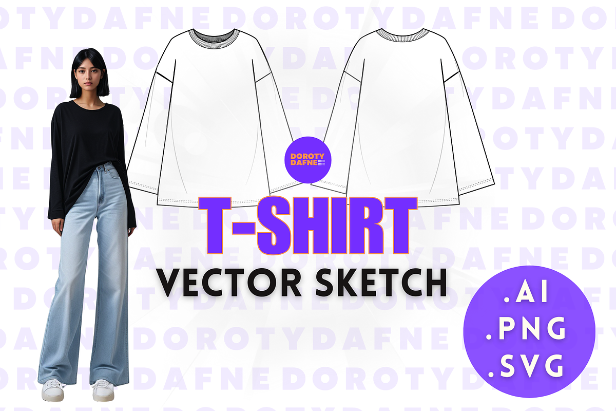 Oversized Long Sleeve T-Shirt, an Apparel Mockup by Doroty Dafne Designs (Photo 1 of 7)