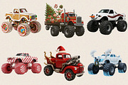 Christmas Monster Truck Sublimation, an Illustration by SVGArt (Thumbnail 4 of 8)