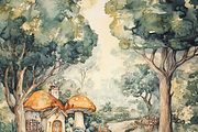 Watercolor Magical Fairy Garden, a Background Graphic by Printable Treasure (Thumbnail 3 of 6)