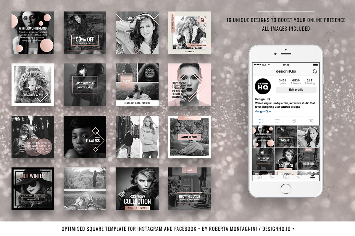 ROSE GOLD | SOCIAL MEDIA BUNDLE, a Social Media Template by DESIGN HQ (Photo 3 of 9)