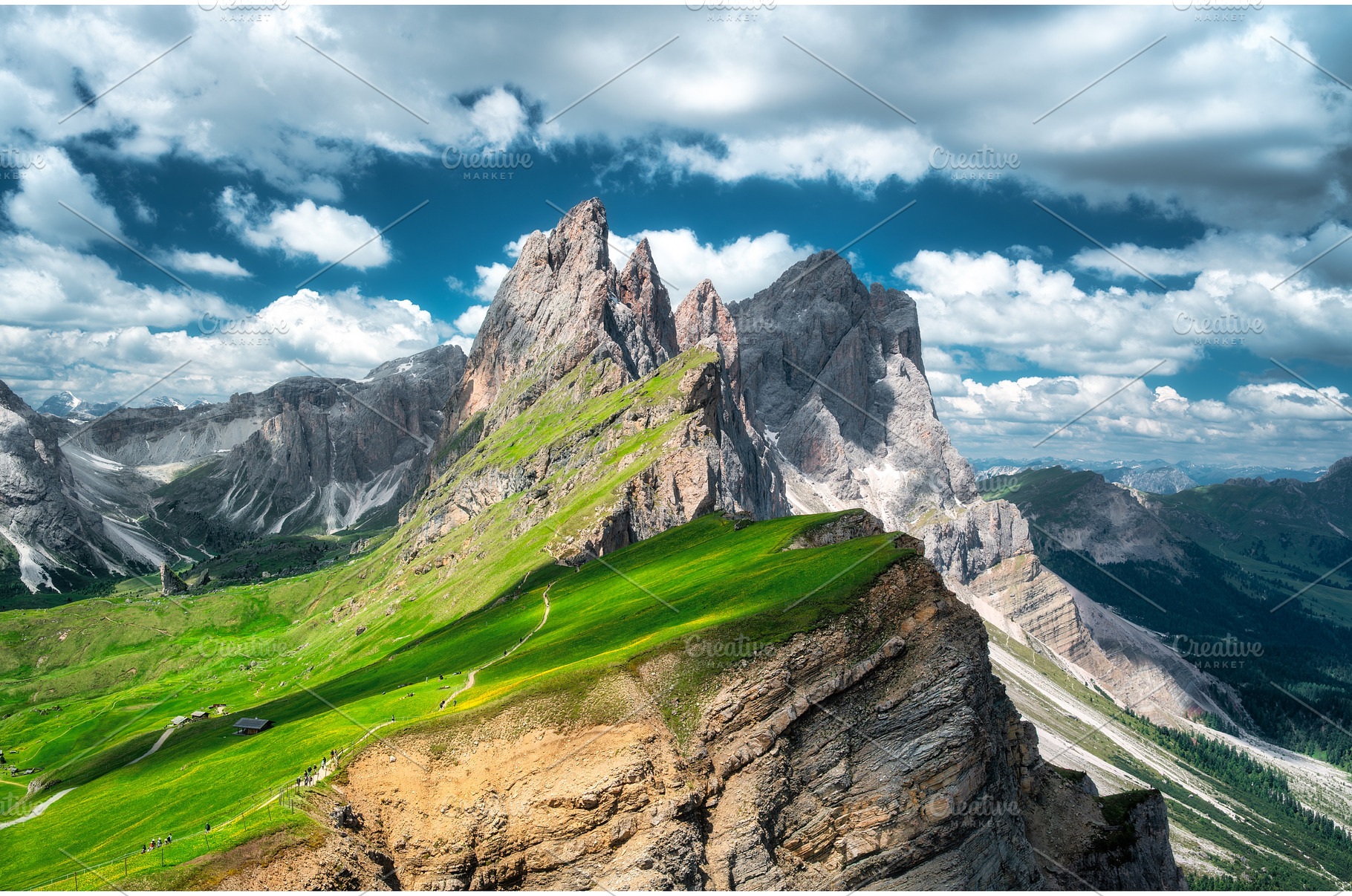 Aerial view of Seceda mountain in, a Nature Photo by den-belitsky