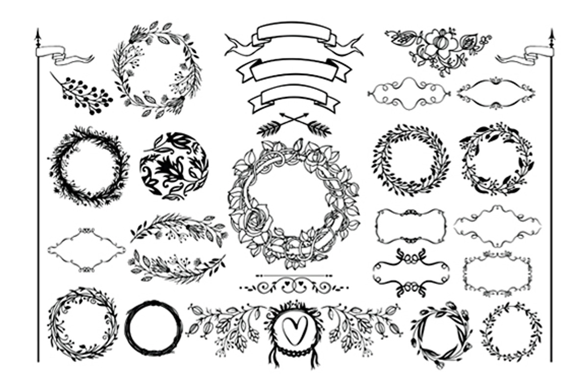 Decorative design elements set preview 2