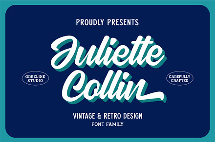 Juliette Collin - Vintage Font Famil, a Script Font by Grezline Studio