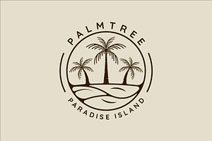 palm tree and ocean logo line art, a Branding & Logo Template by zyxroun shop