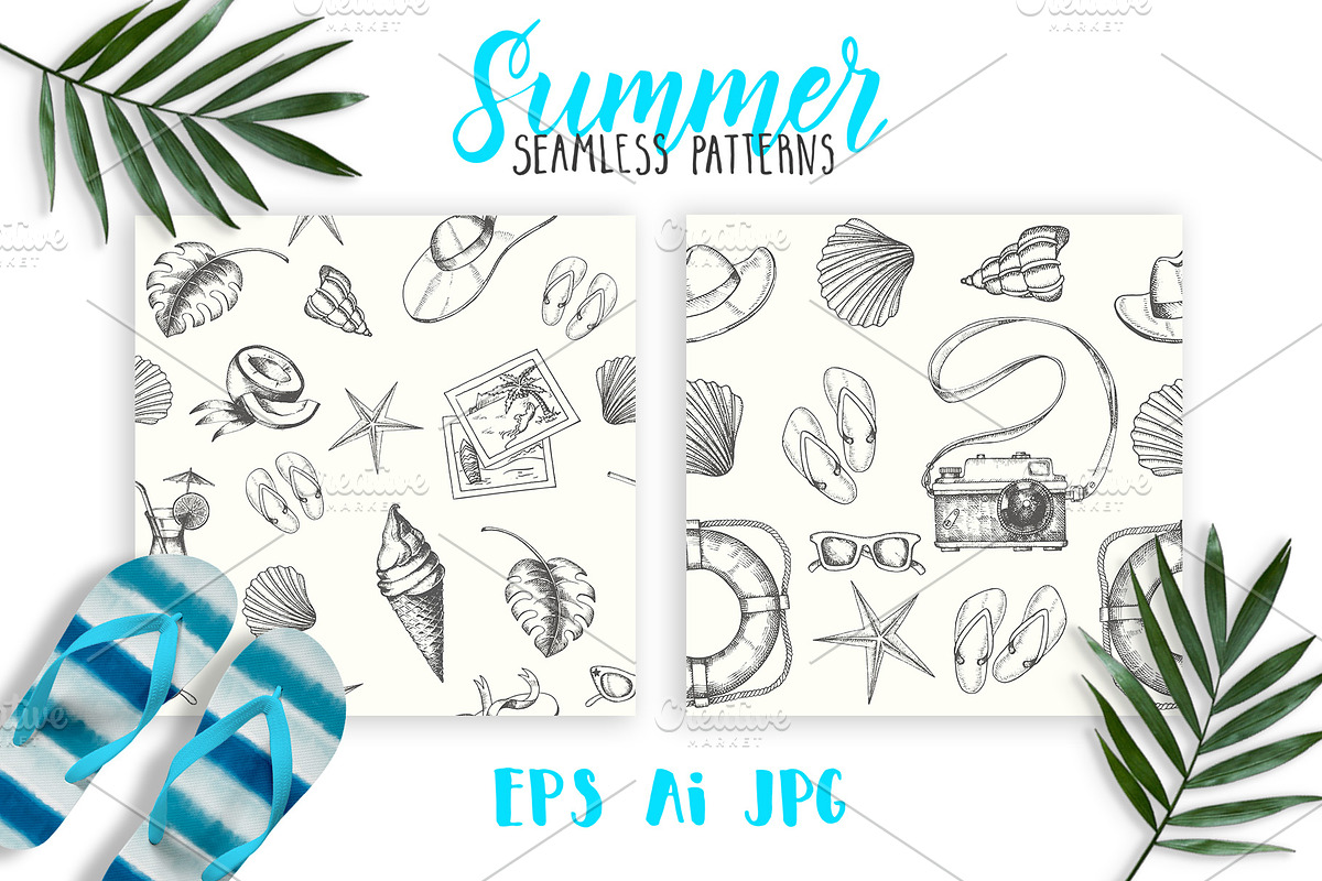 Vector Hand drawn Summer Set., an Illustration by Tabiti (Photo 5 of 9)
