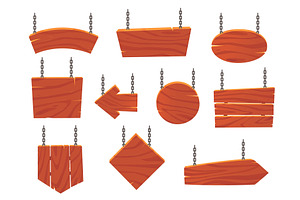 Wooden signs or boards suspended, an Object Illustration by Vectorbuum