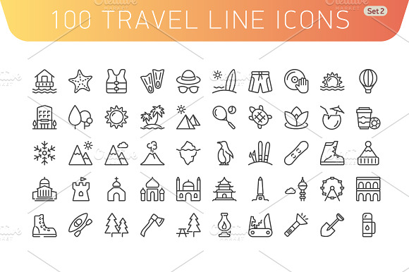Travel Line Icons. Set 2