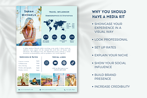 Travel Influencer Media Kit Blue