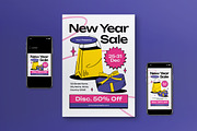 Purple New Year Sale Flyer Set, a Flyer Template by graphicook (Thumbnail 1 of 6)