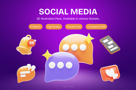 Social Media 3D Illustration Pack, an Object 3D Model by FIBRINOSÄ