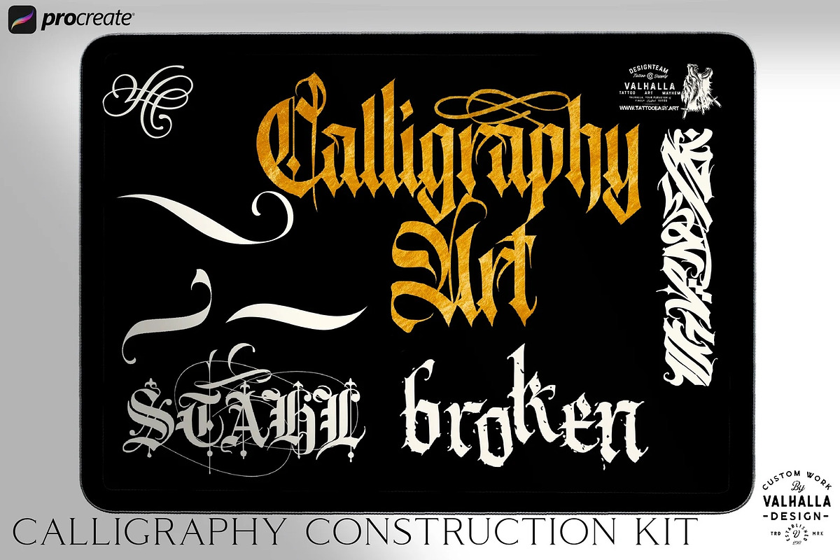 Procreate - calligraphy art bundle, a Brush Add-On by Studio.Valhalla