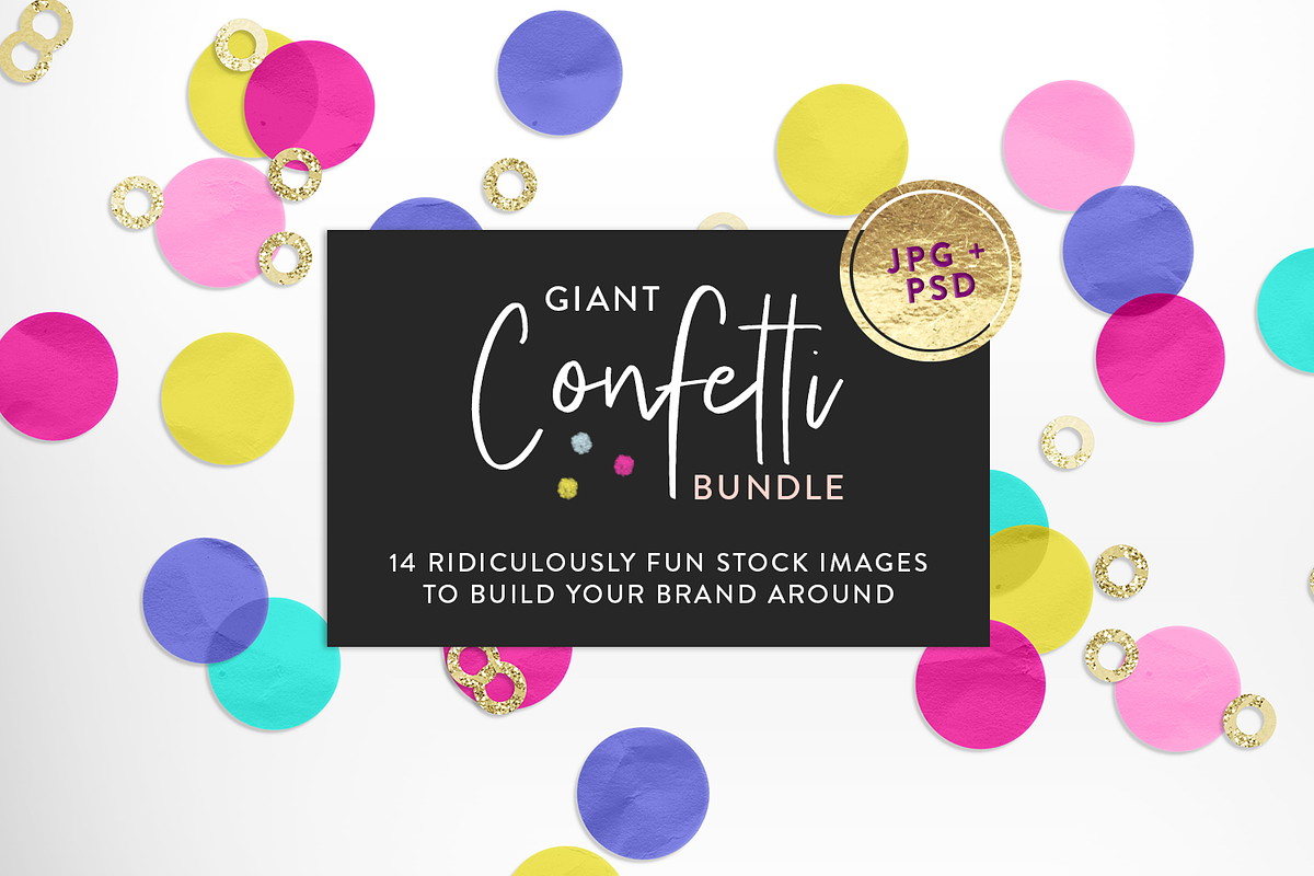 Giant Confetti Mockup Bundle, a Books & Magazine Mockup by Garlic Friday Design (Photo 1 of 18)