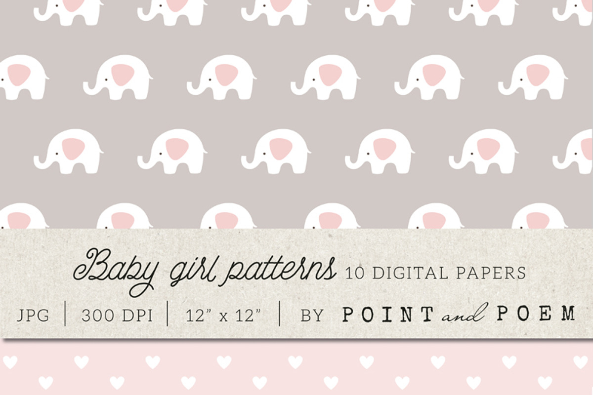 Baby Girl Digital Paper, a Pattern Graphic by Point and Poem
