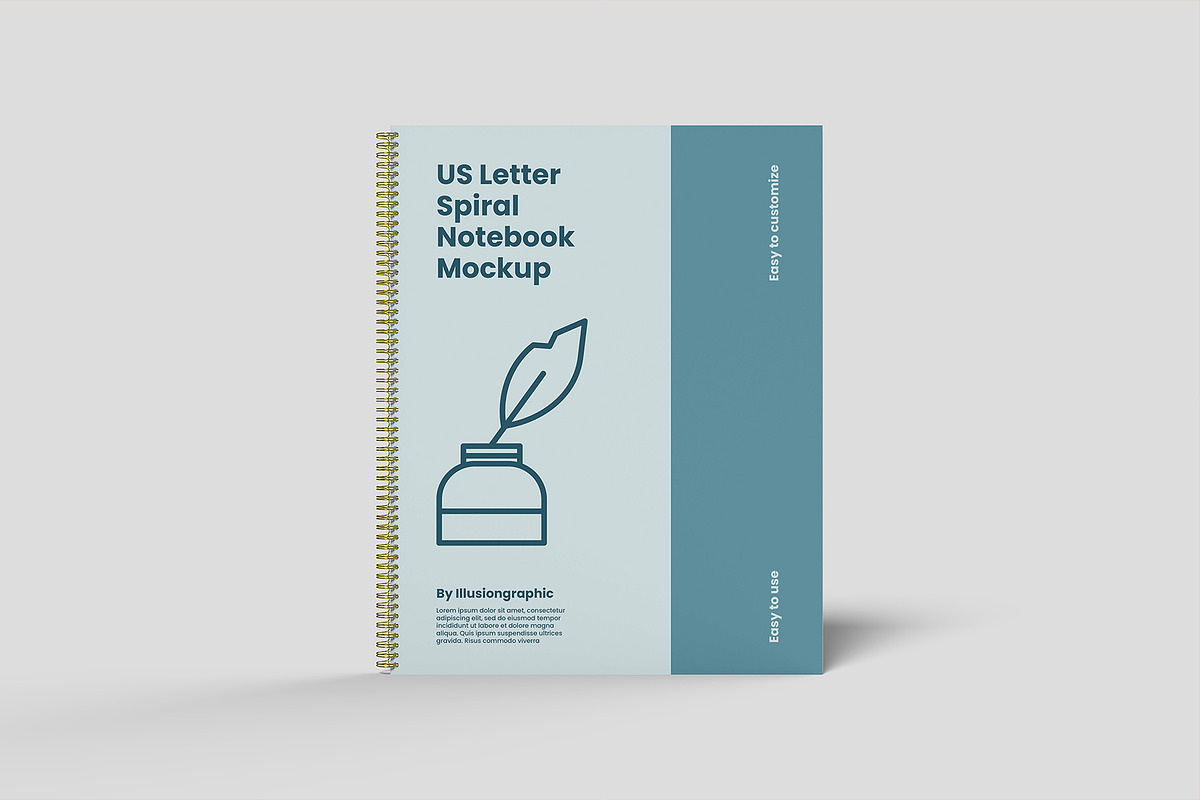 US Letter Spiral Notebook Mockup, a Books & Magazine Mockup by Illusiongraphic (Photo 3 of 32)