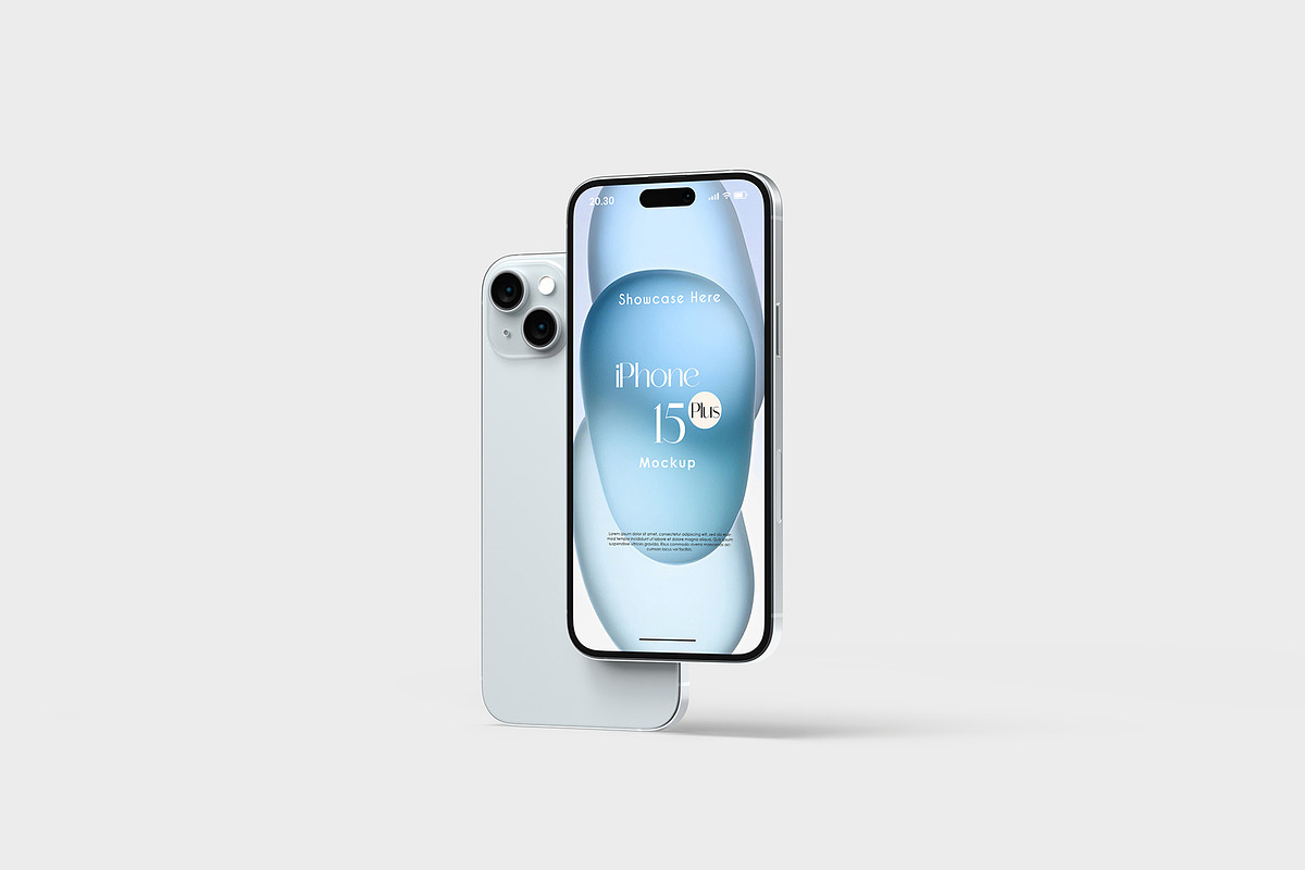 iPhone 15 Plus Mockup, an iPhone Mockup by Graphicbars (Photo 2 of 17)