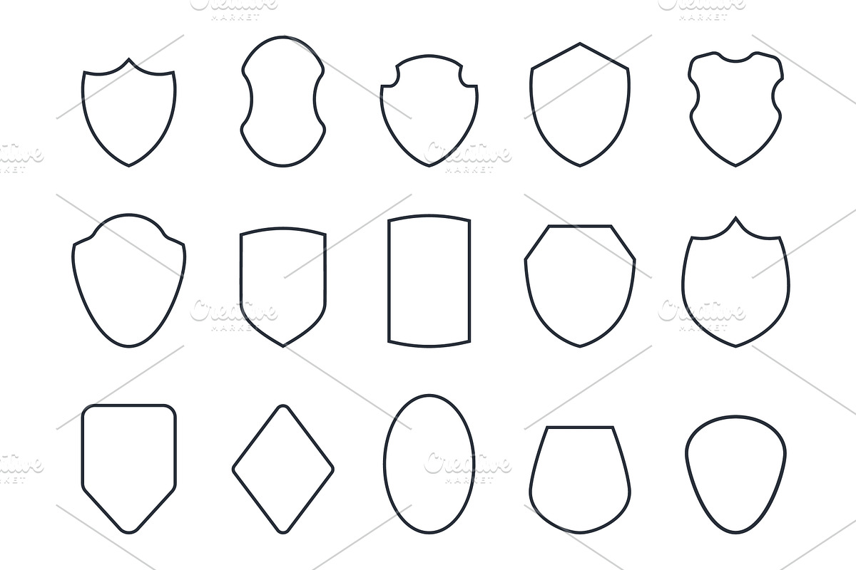 Shield frames. Outline frame design, an Object Illustration by Valerie Bodnar