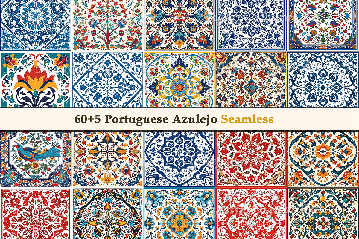 Portuguese Azulejo Pattern Tile V3, a Pattern Graphic by Negarin Digital Art (Photo 3 of 8)