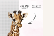 Watercolor Cute Giraffe  Clipart, an Animal Illustration by TimCanvaTemplate (Thumbnail 3 of 3)