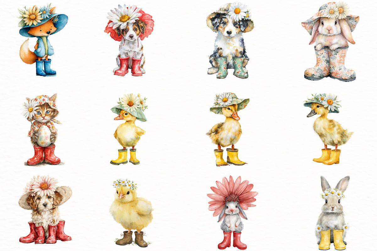 Spring Easter Animals & Daisy Clipar, an Illustration by Designworld (Photo 4 of 5)